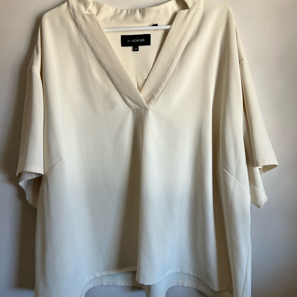 11 Honore Cream V-Neck Blouse